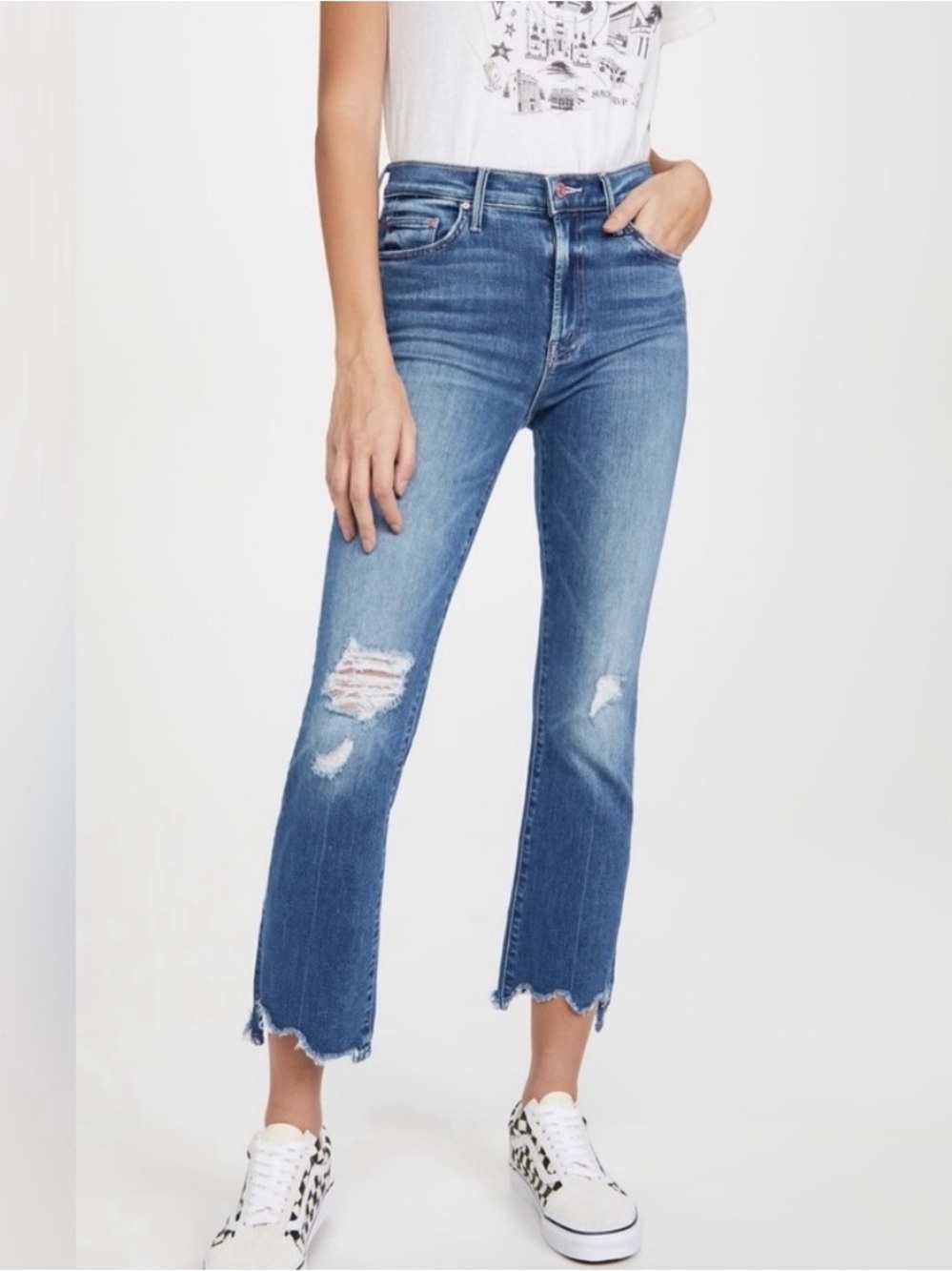MOTHER The Insider Crop Step Chew Jeans in Dancing On Coals Size 28